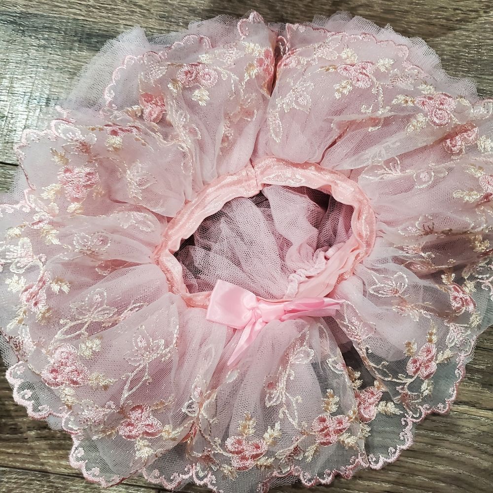 Baby Girl Tutu Size 0-6 Months Little Me Pink Floral Embroidered Diaper Cover